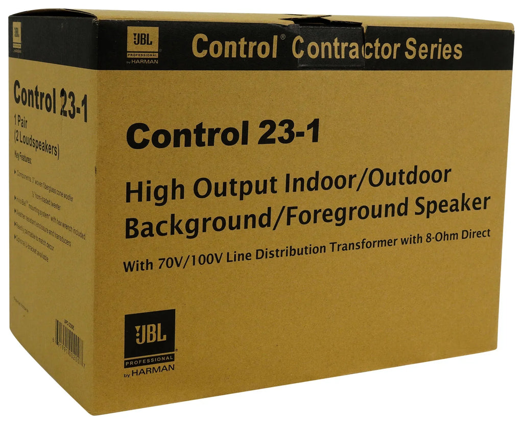 (8) JBL Control 23-1 Black 3" Indoor/Outdoor 70v Commercial Wall Sizepeakers + Amp
