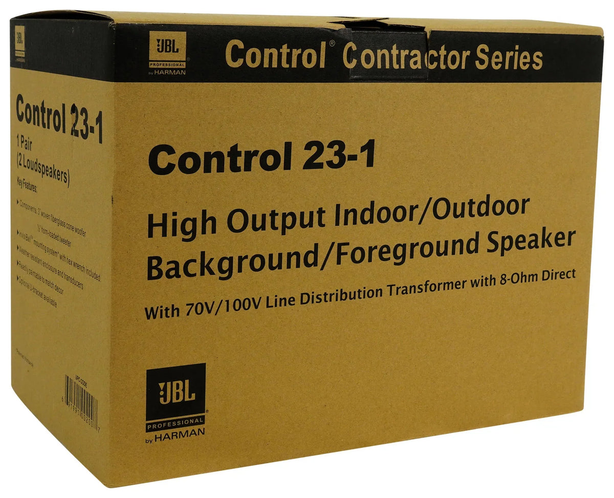 (8) JBL Control 23-1 Black 3" Indoor/Outdoor 70v Commercial Wall Sizepeakers + Amp