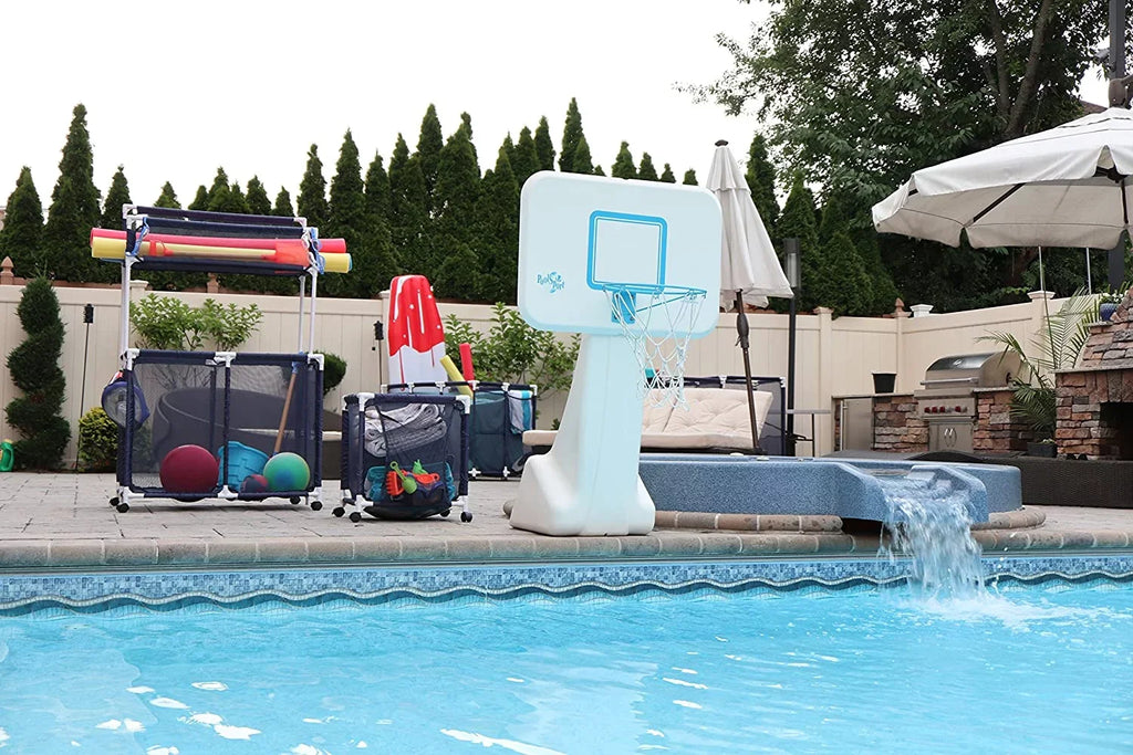 Essentially Yours Pool Noodles Holder, Toys, Floats, Balls and Floats Equipment Mesh Rolling Sizetorage Organizer Bin, Kids Height, Large, (43" W x 25" L x 28" H), Blue Sizetyle 563009