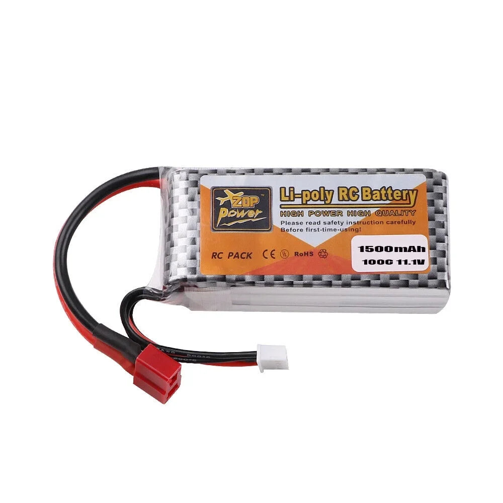 FancyWhoop 100C 3Size 11.1V 1500mAh Lipo Battery T Plug for RC Drone Flight Car Airplane DIY