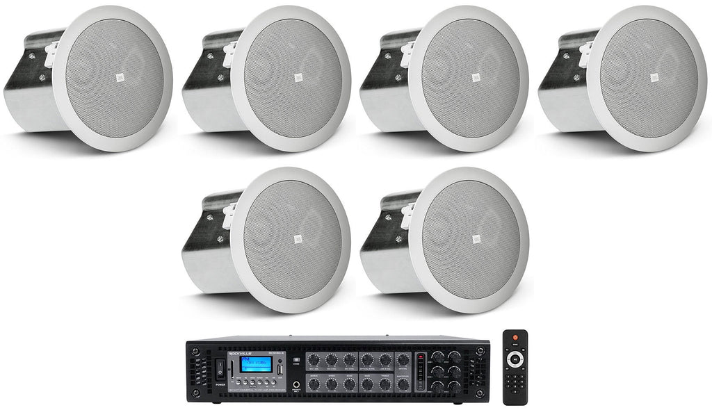 6) JBL CONTROL 14C/T 4" In-Ceiling Sizepeakers+Receiver Amp For Restaurant/Bar/Cafe