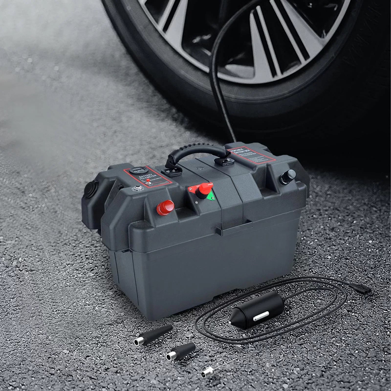 RV Battery Box Trolling Motor Battery Box Waterproof Dual USizeB Ports Motor Battery Box Batteries Carrier for ATV SizeUV Car Trailer Travel