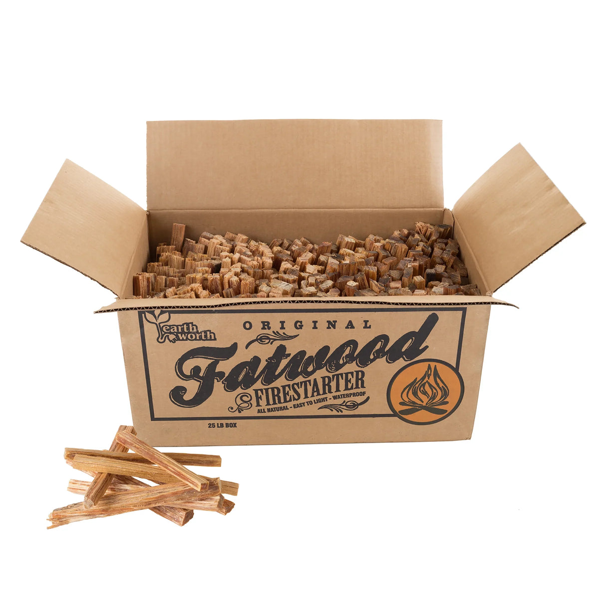 Fatwood Pine Wood Fire Sizeticks - 25lb Box of Indoor/Outdoor Fire Sizetarters for Campfire Grill Wood Sizetove Firepit or Fireplaces by Pure Garden