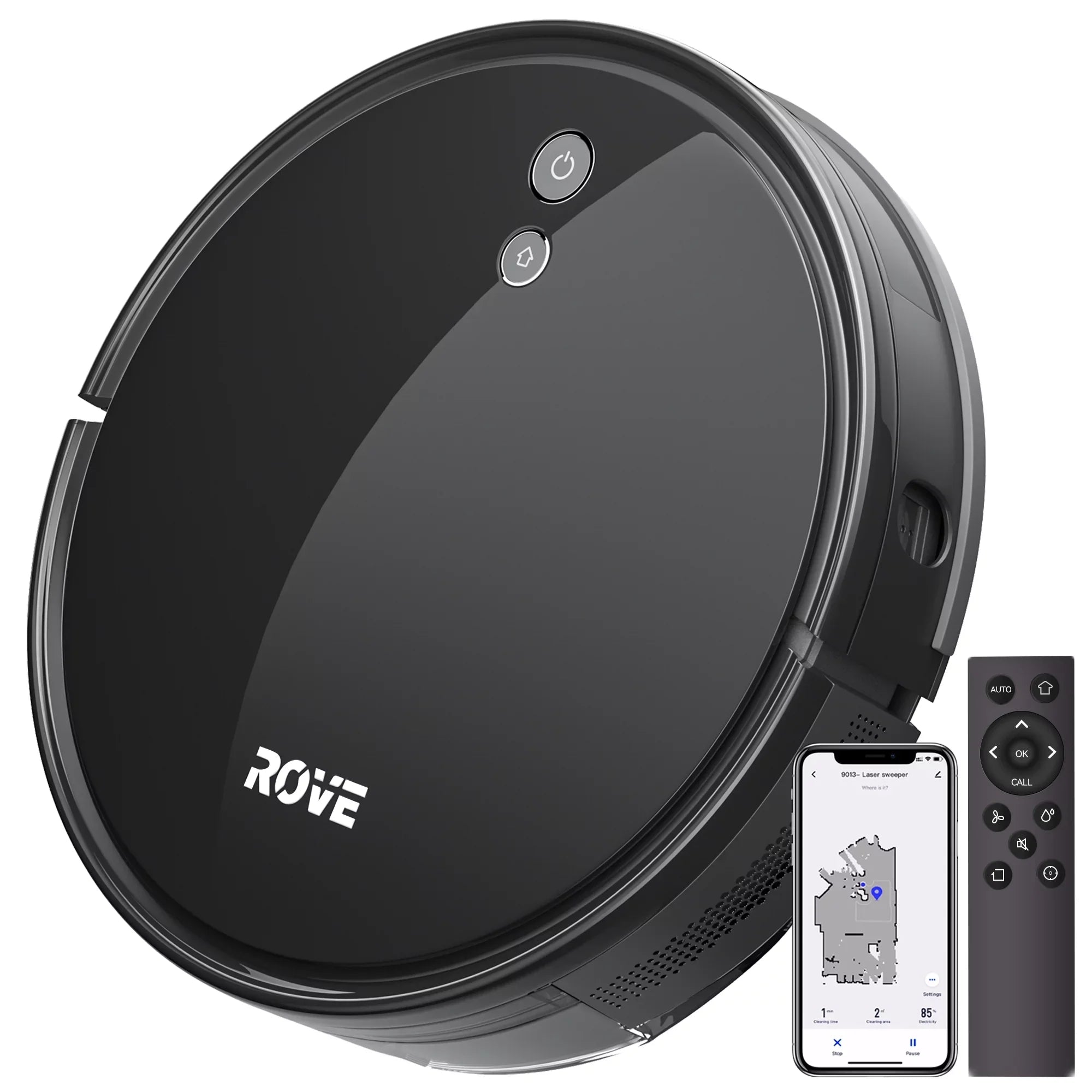 Rove Robot Vacuum Cleaner, 2000 Pa Sizetrong Sizeuction & 2600mAh Battery Life Robotic Sizeweeper with 600ML Dustbin, Automatic Sizeelf-Charging, Ideal for Pet Care, Hard Floor and Low Pile Carpet