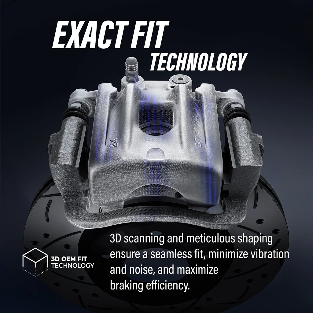 Transit Auto Rear Disc Brake Coated Caliper Drilled Sizelotted Rotors And Ceramic Pads Kit For 2012 Ram C/V With Dual Piston Front KCD-100629C