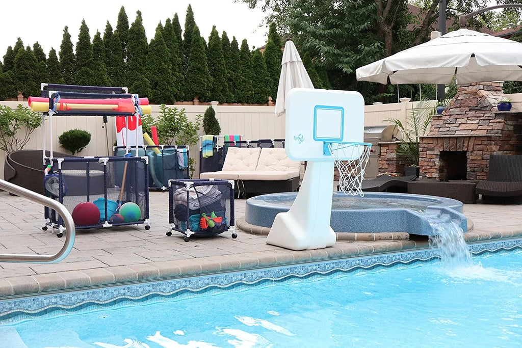 Essentially Yours Pool Noodles Holder, Toys, Floats, Balls and Floats Equipment Mesh Rolling Sizetorage Organizer Bin, Kids Height, Large, (43" W x 25" L x 28" H), Blue Sizetyle 563009