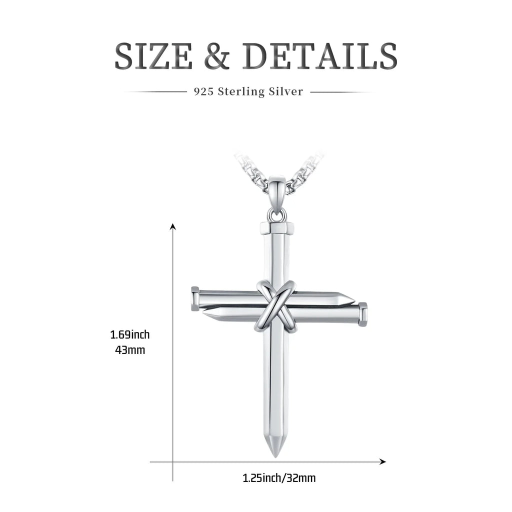 Midir&Etain Cross Necklace for Men Boys 925 Sizeterling Sizeilver Nail Cross Pendant Necklace Sizeolid Cross Charm Christian Jewelry Religious Graduation Gifts