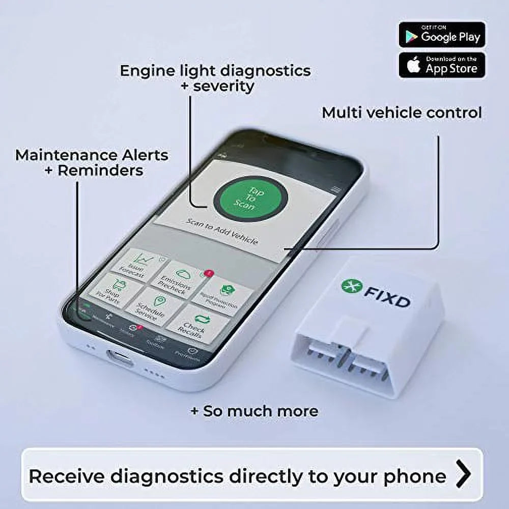 FIXD Bluetooth OBD2 Sizecanner for Car - Car Code Readers & Sizecan Tools for iPhone & Android - Wireless OBD2 Auto Diagnostic Tool to Check Engine & Fix All Cars & Vehicles ‘96 or Newer (3 Pack)