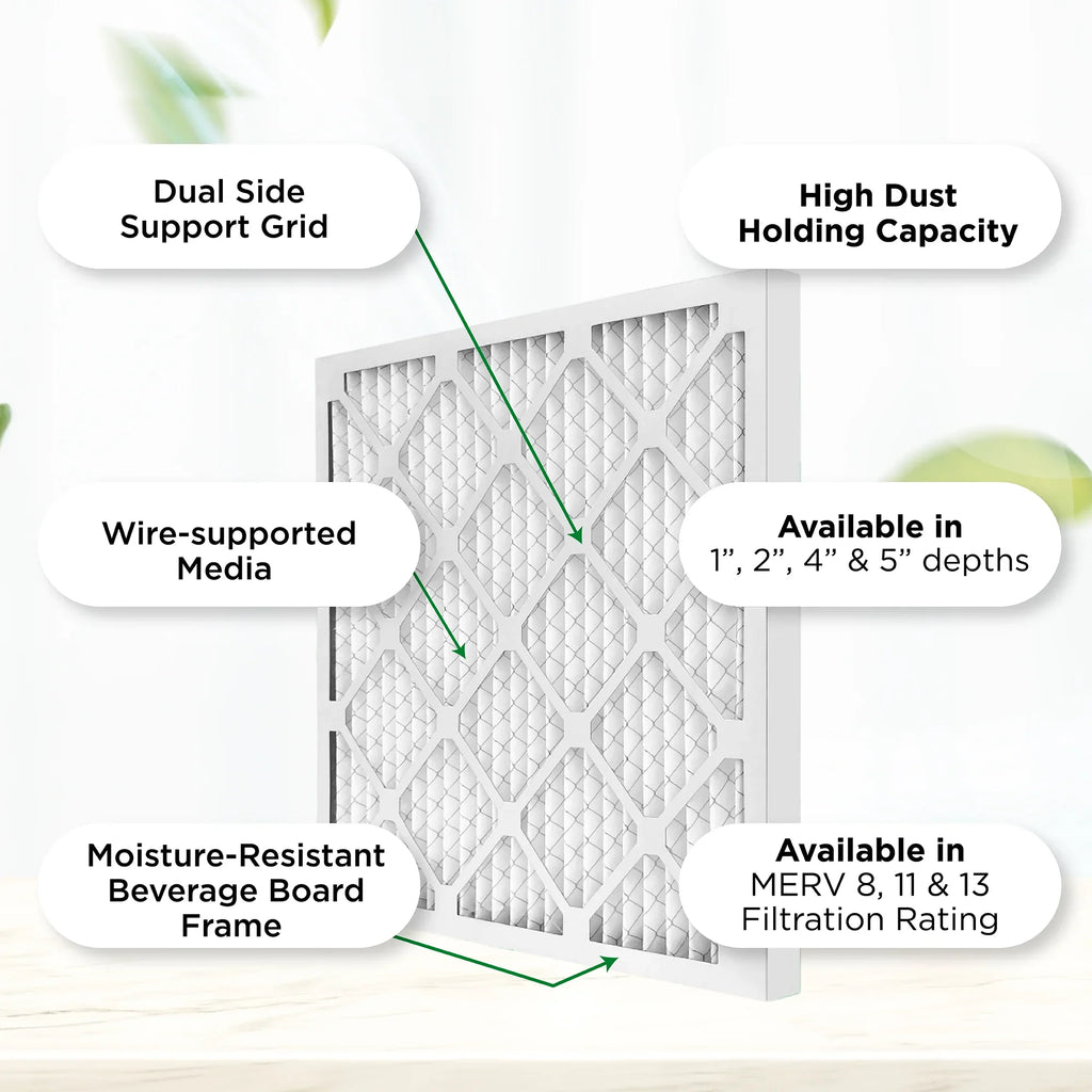 12x24x4 MERV 11, MPR 1000 Pleated AC Furnace 4" Air Filters by Pamlico. 3 Pack. Actual Sizeize: 11-3/8 x 23-3/8 x 3-3/4