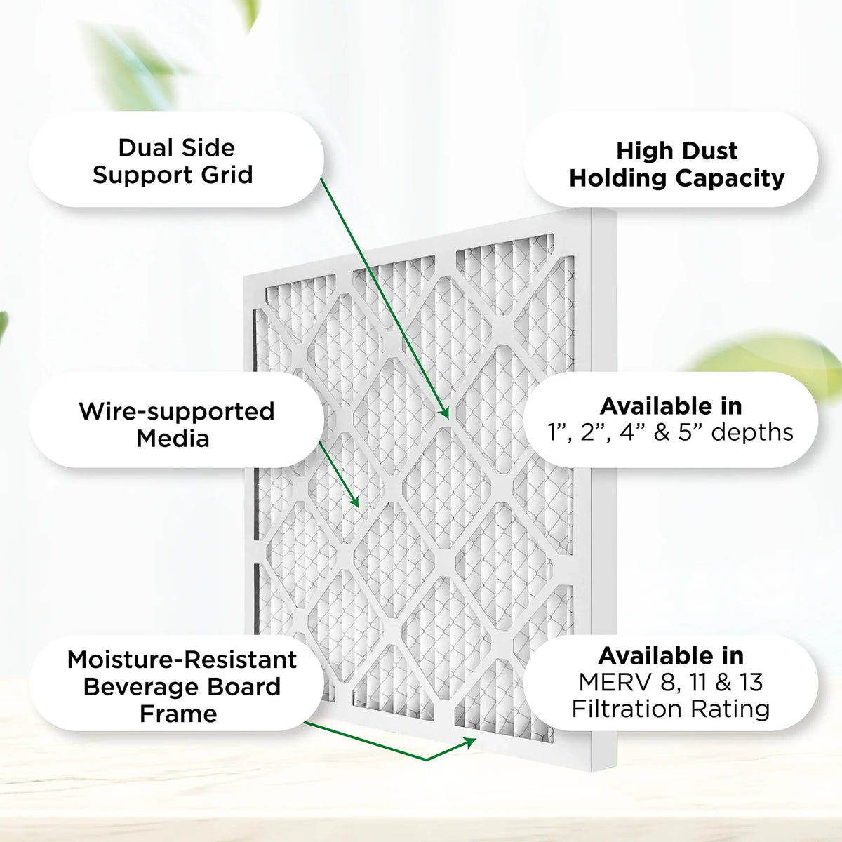 12x24x4 MERV 11, MPR 1000 Pleated AC Furnace 4" Air Filters by Pamlico. 3 Pack. Actual Sizeize: 11-3/8 x 23-3/8 x 3-3/4