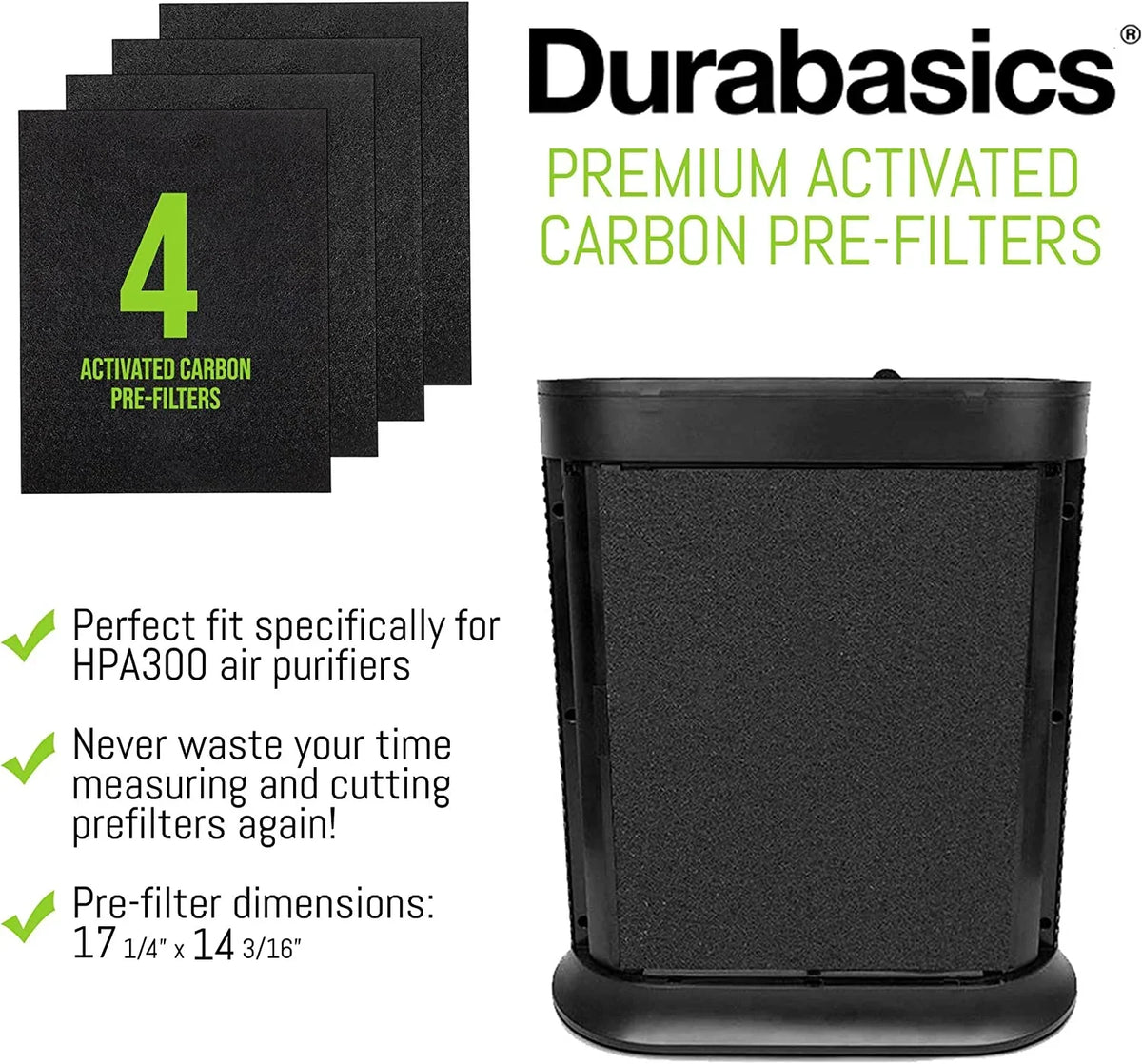 Durabasics Pre-Filters for Honeywell HPA300 Replacement Filters, Honeywell Prefilter A, Honeywell Filter A, Prefilter for Honeywell Air Purifier, Honeywell Pre Filter Replacement, HRF-AP1-4 Pack