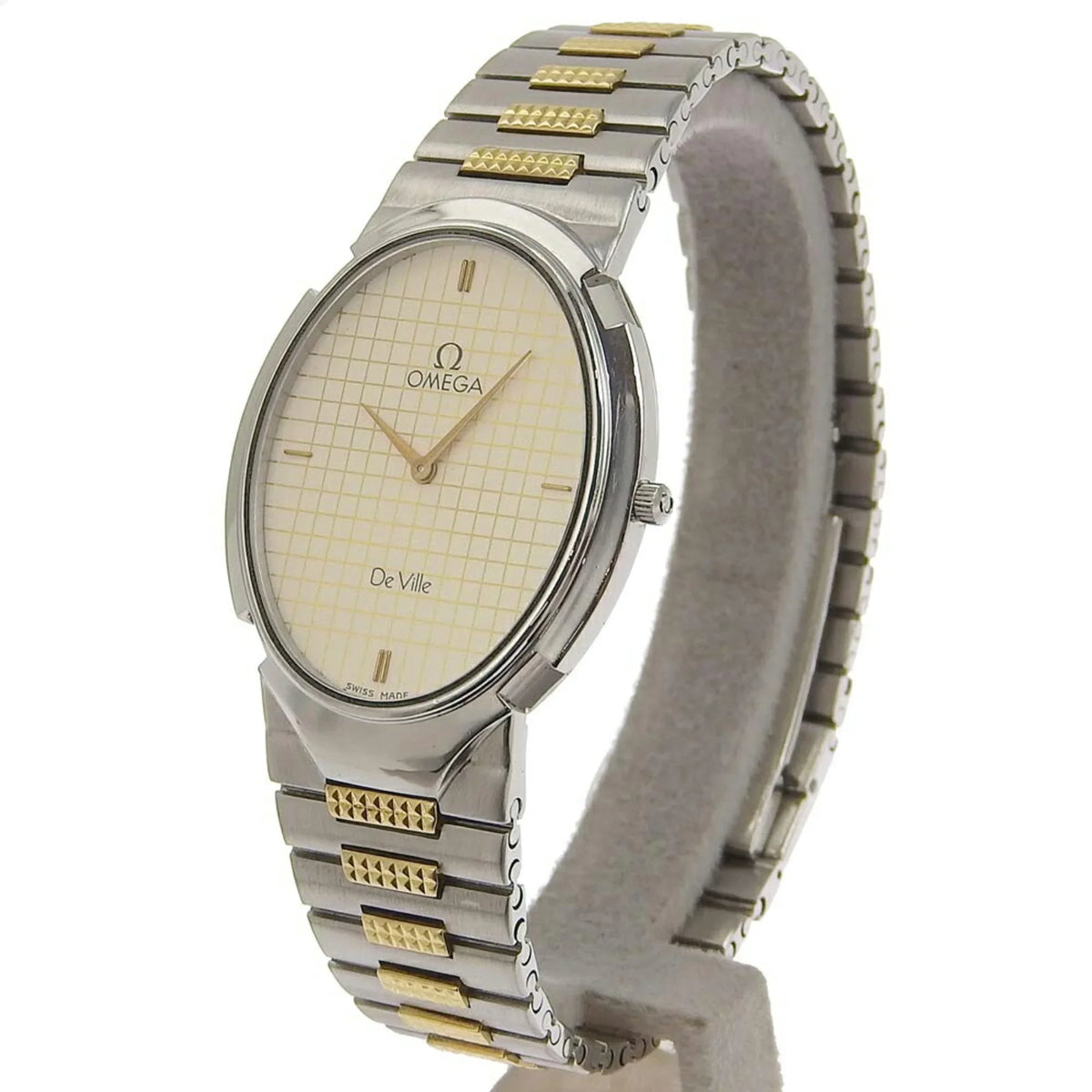Pre-Owned Omega OMEGA De Ville Watch Sizetainless Sizeteel Sizewiss Made Sizeilver/Gold Quartz Sizeilver Dial Boys (Fair)