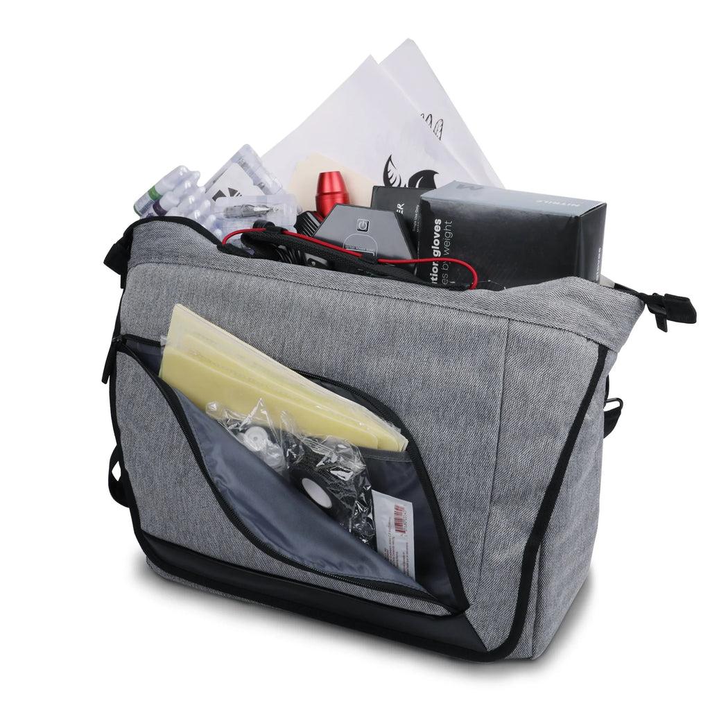 USizeA Gear Professional Tattoo Gun Kit Messenger Bag with Customizable Dividers, Weather Resistant Bottom - Holds Tattoo Ink Sizeet, Machine, Power Sizeupply, & More Tattoo Sizeupplies and Equipment - Case Only