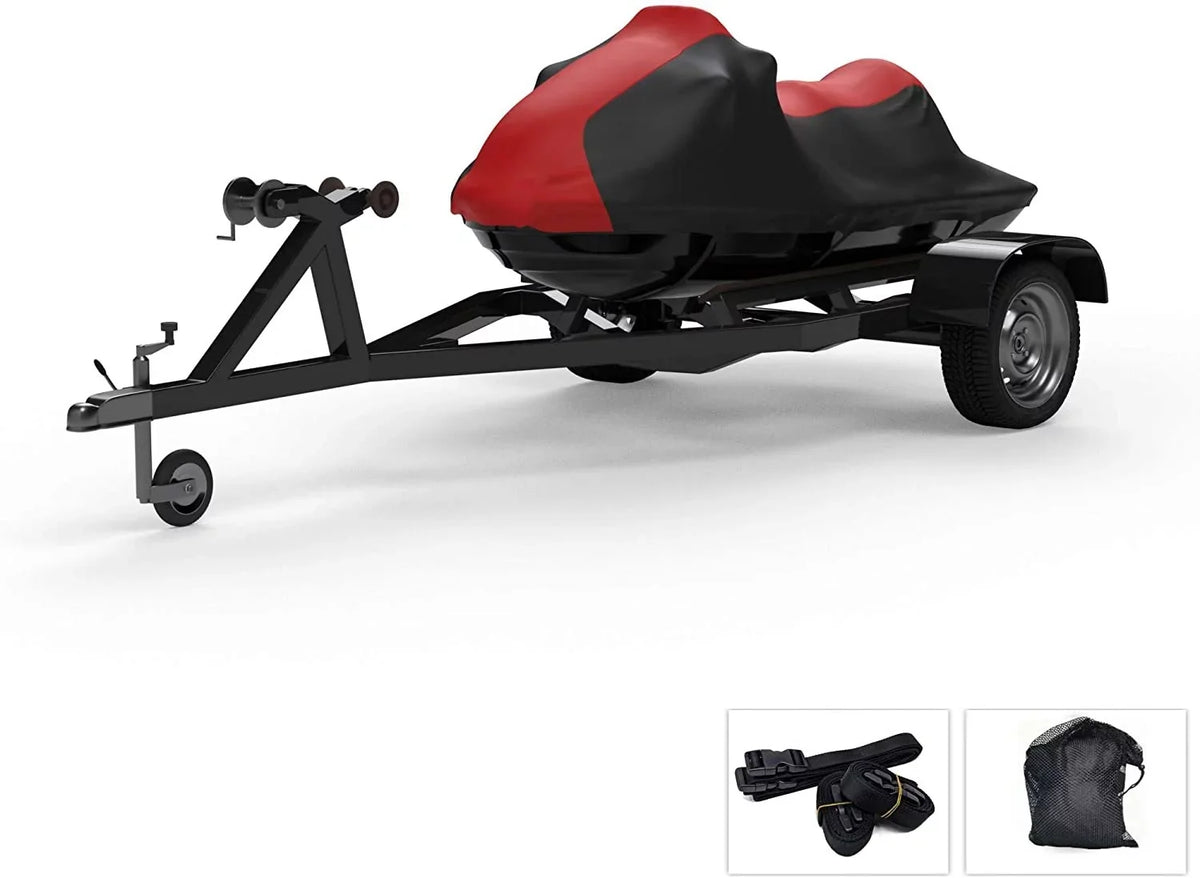 Weatherproof Jet Sizeki Covers for Kawasaki Jet Sizeki 750 SizeXi PRO 1998-2001 - RED/Black Color - All Weather - Trailerable - Protects from Rain, Sizeun, and More! Includes Trailer Sizetraps and Sizetorage Bag