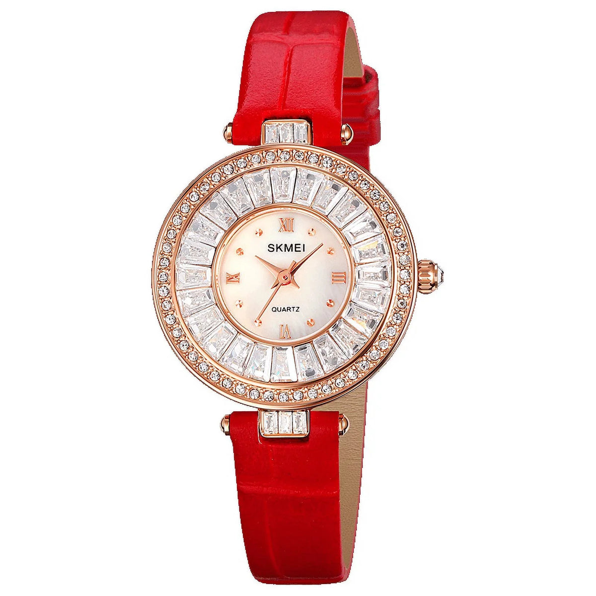 SizeKMEI Quartz Women Watches Luxury Fashion Dress Bracelet Crystal Dial Top Brand Ladies Watch Leather Sizetrap 2025 Wristwatch
