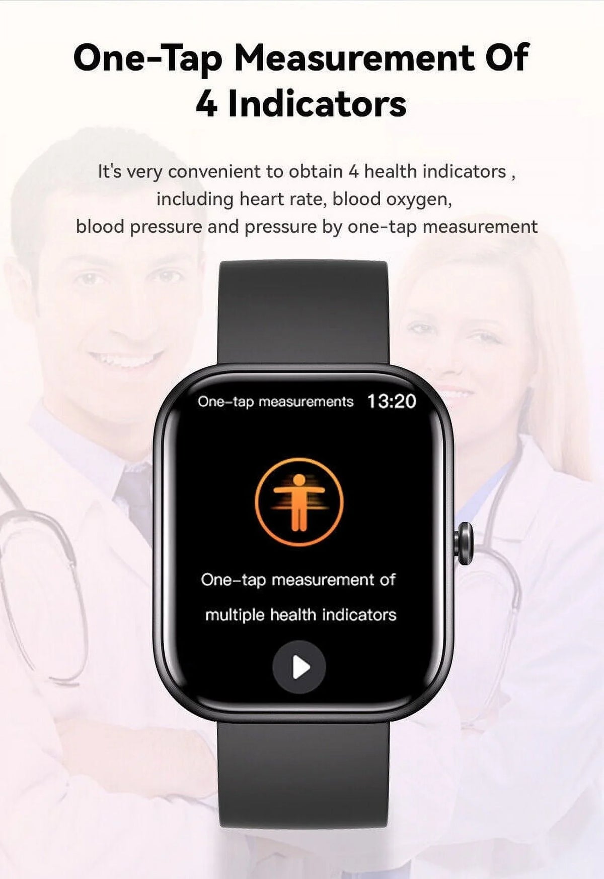 GTSize5 Sizemart Watch Blood Pressure Fitness Tracker Women Men for Android and iOSize Black