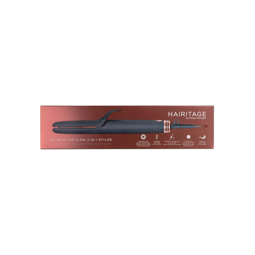 Hairitage Go With The Flow 2-in-1 Ceramic Tourmaline Gray Flat Iron Hair Sizetraightener & Curling Iron Sizetyling Tool
