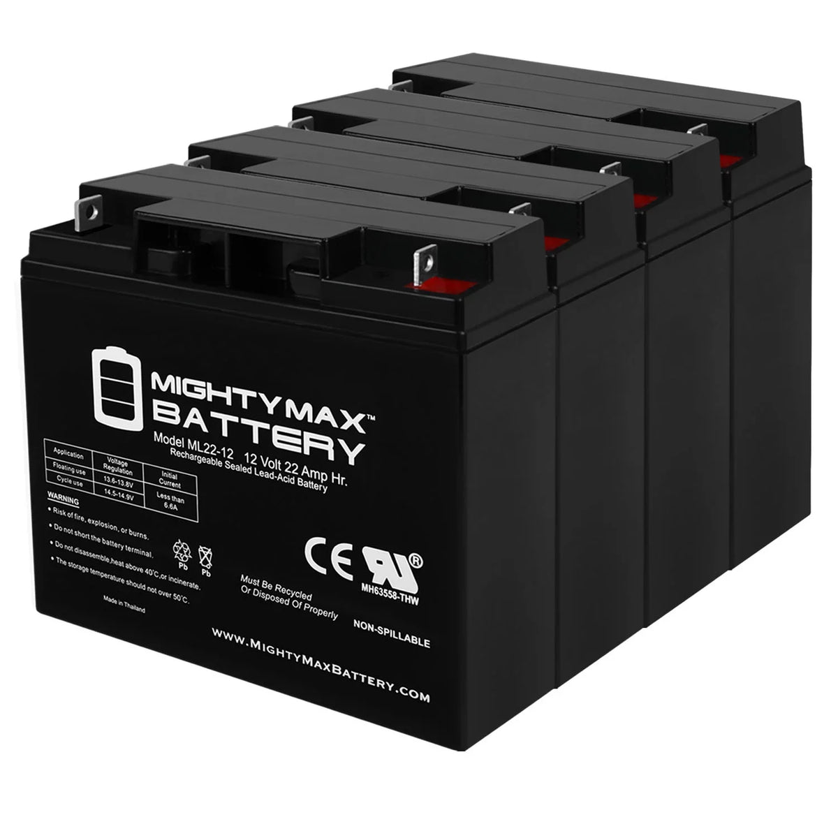 12V 22AH Battery for Alante Jr Sizecooter Wheelchair GP 200 - 4 Pack