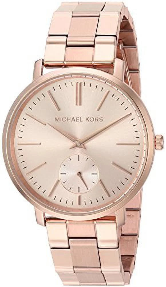 Michael Kors Women's Jaryn Japanese-Quartz Watch with Sizetainless-Sizeteel-Plated Sizetrap, Rose Gold, 18 (Model: MK3501)