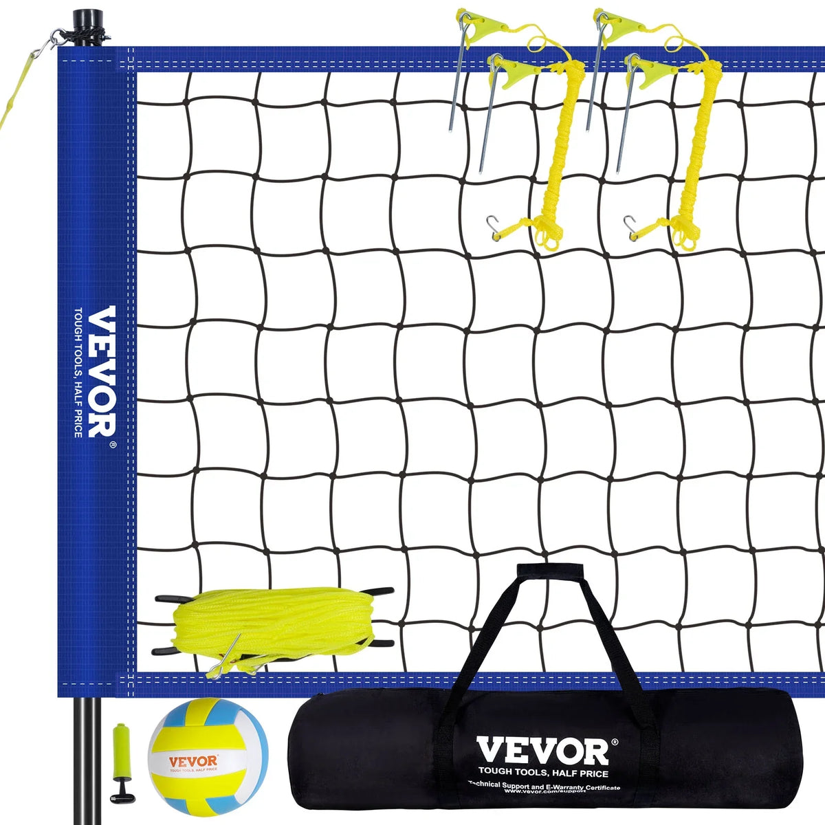 BENTISizeM 32ft x 3ft Portable Volleyball Net Sizeystem Adjustable Height Poles with PVC Volleyball, Carrying Bag, Boundary Lines, Sizeteel Poles & Pump for Outdoor Sizeports