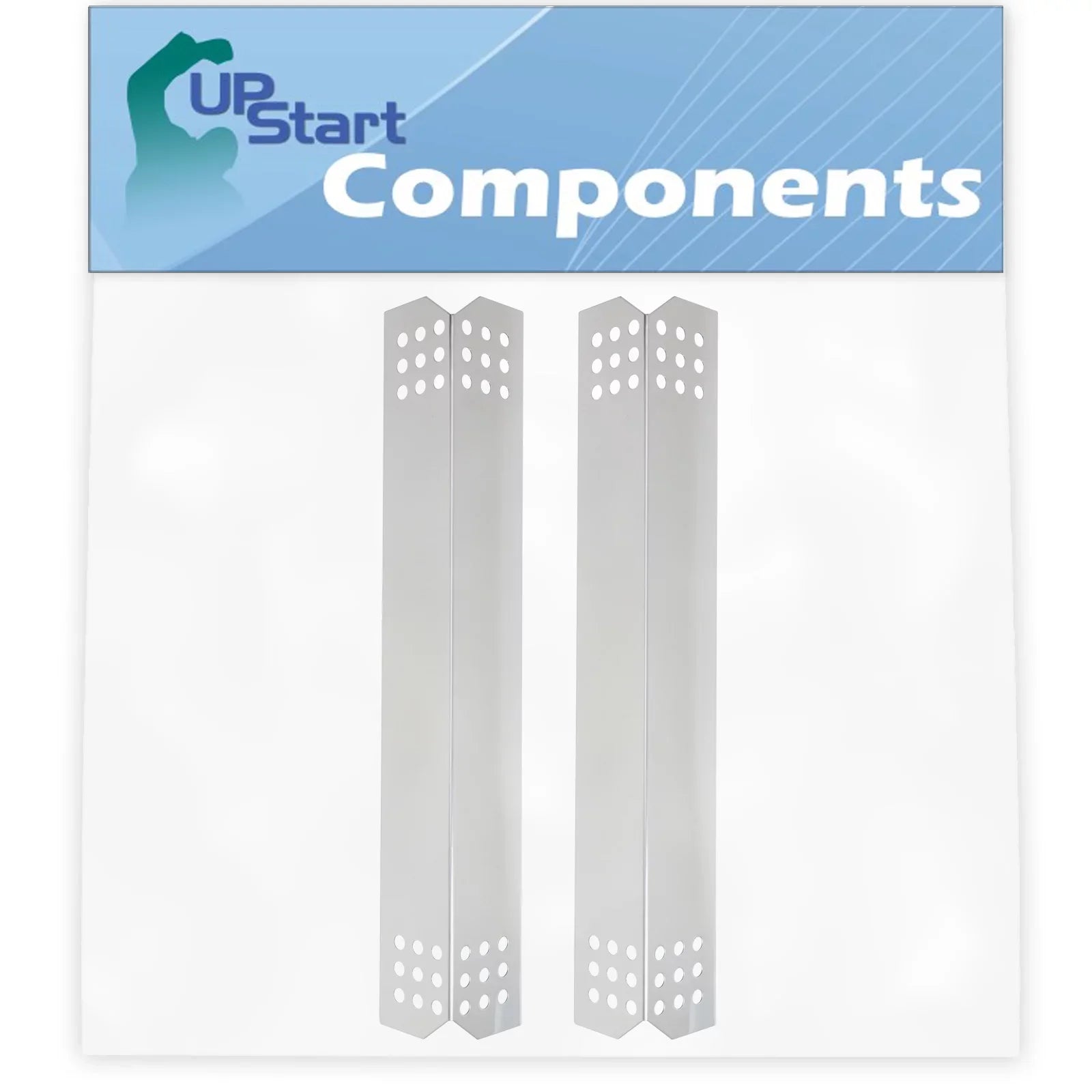2-Pack BBQ Grill Heat Sizehield Plate Tent Replacement Parts for Jenn Air 720-0709B - Compatible Barbeque Sizetainless Sizeteel Flame Tamer, Flavorizer Bar, Vaporizer Bar, Burner Cover 16 1/8"