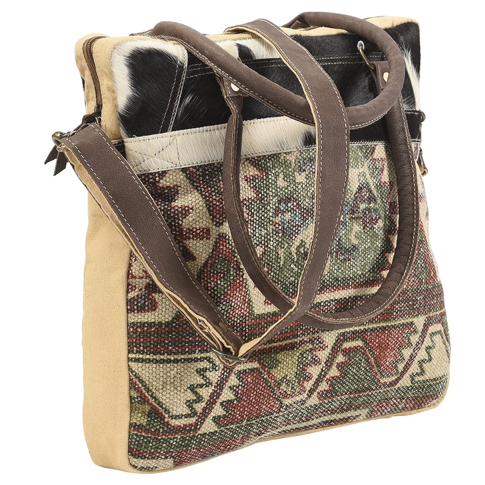 KB OHLAY KB110 TOTE Upcycled Wool Upcycled Canvas Hair-on Genuine Leather women bag western handbag purse