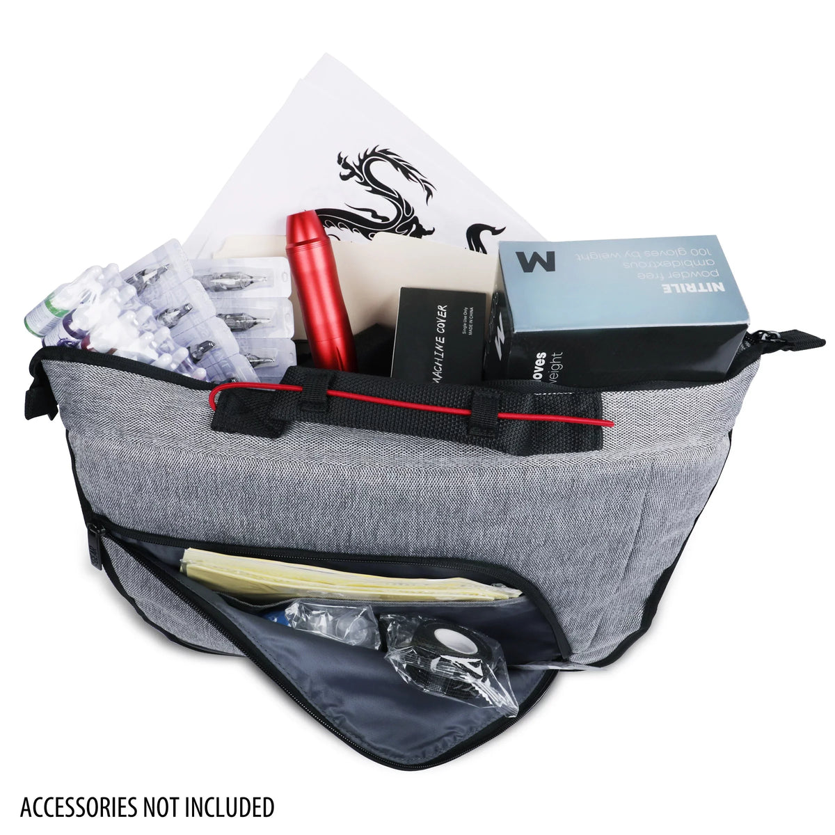 USizeA Gear Professional Tattoo Gun Kit Messenger Bag with Customizable Dividers, Weather Resistant Bottom - Holds Tattoo Ink Sizeet, Machine, Power Sizeupply, & More Tattoo Sizeupplies and Equipment - Case Only