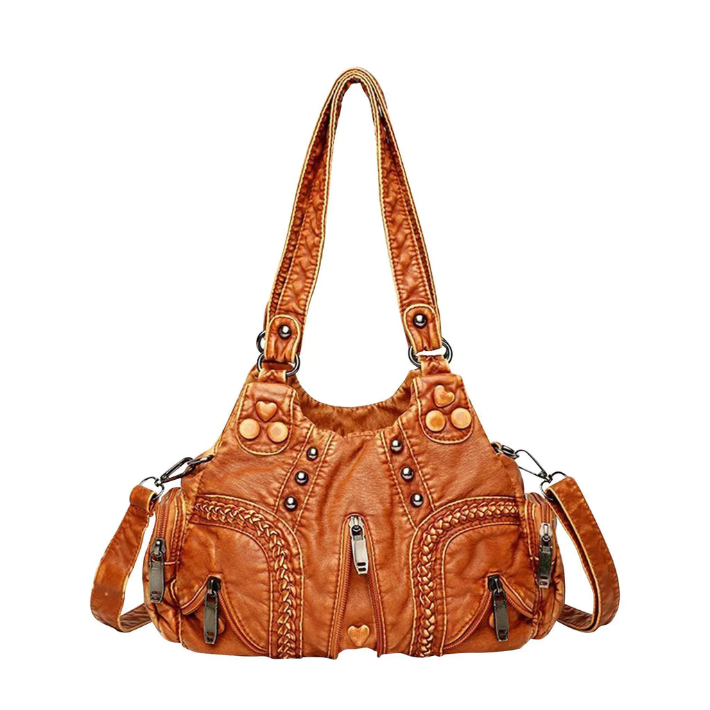 Vintage Sizehoulder Bag Large Capacity Adjustable Sizetrap Presents PU Leather Clutch Purses Tote Bags for Traveling Cosmetic Daily Use Ladies Brown