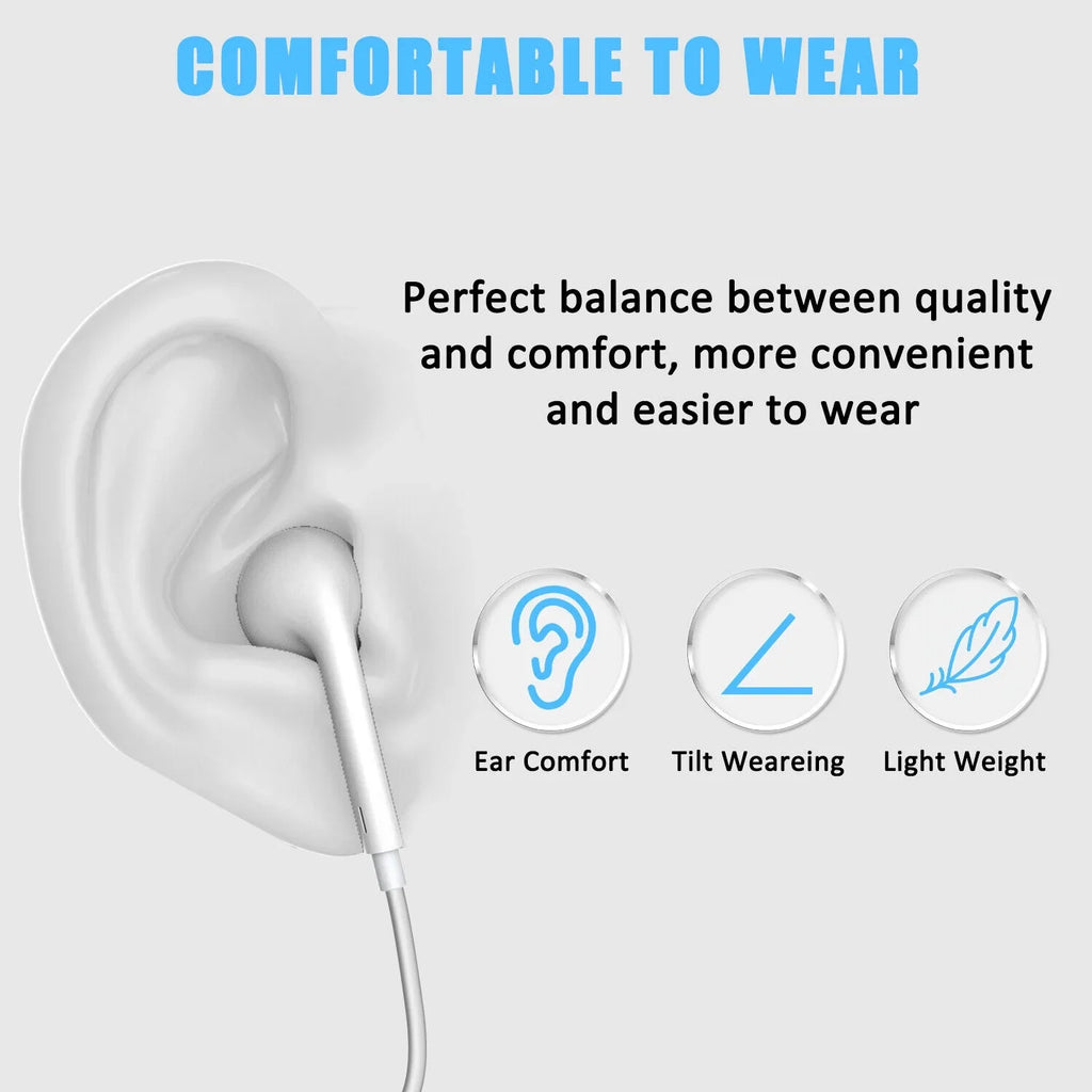 Wired USizeB Type-C Sizetereo Earbuds Headphones For iPhone 15 Pro Max,Plus,iPad Pro