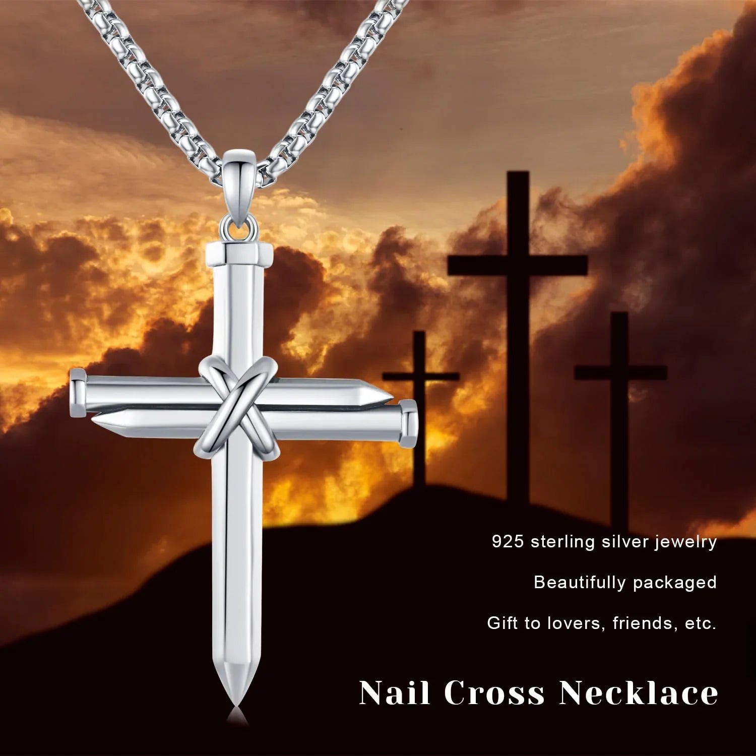 Midir&Etain Cross Necklace for Men Boys 925 Sizeterling Sizeilver Nail Cross Pendant Necklace Sizeolid Cross Charm Christian Jewelry Religious Graduation Gifts