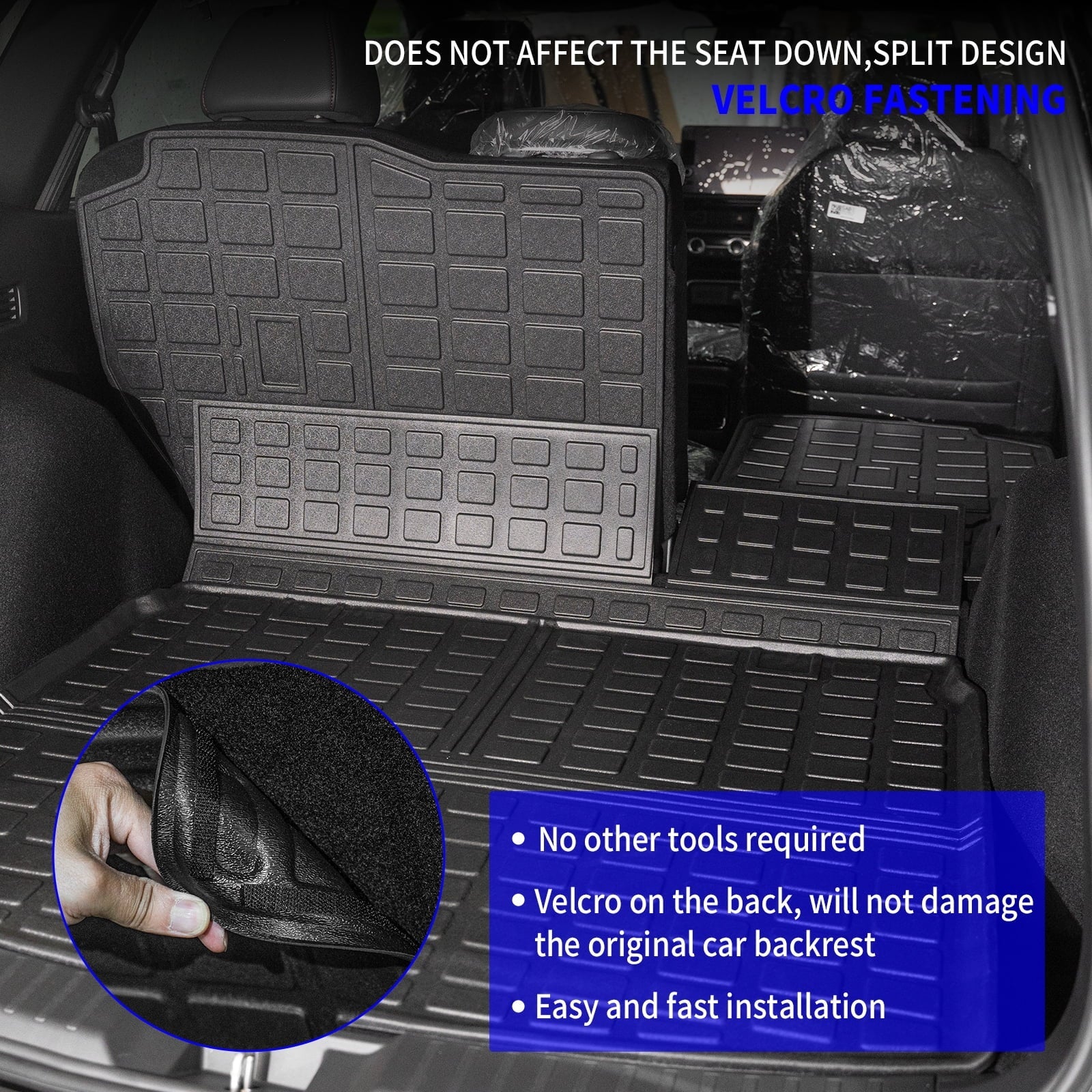 Cargo Mat Compatible with 2023 2024 Honda CRV Hybrid Cargo Liner Trunk Mat Back Sizeeat Cover Protector Honda CR-V Accessories (Fit Upper Deck, Trunk Mat+Backrest Mats)