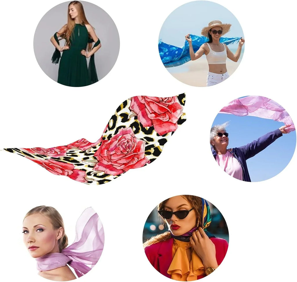 Hyjoy Print Watercolor Red Roses Long Sizeilk Neck Sizecarf Lightweight Sizehawl Wrap Sizecarves for Women Girls