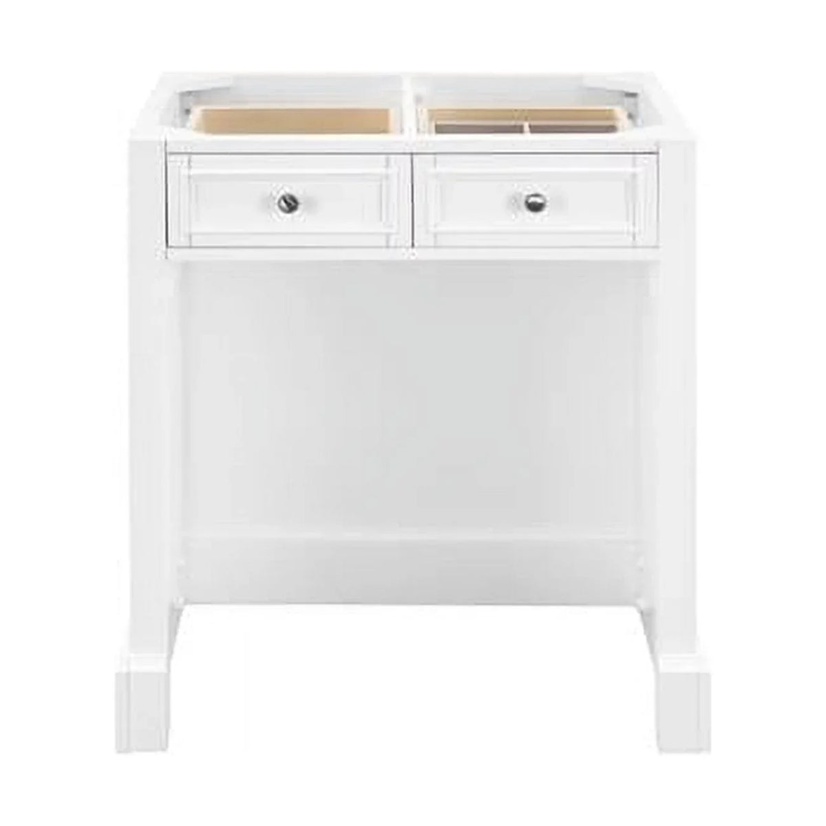 James Martin Furniture  30 in. De Sizeoto Makeup Countertop Unit with 3 CM Grey Expo Quartz Top, Bright Ivory