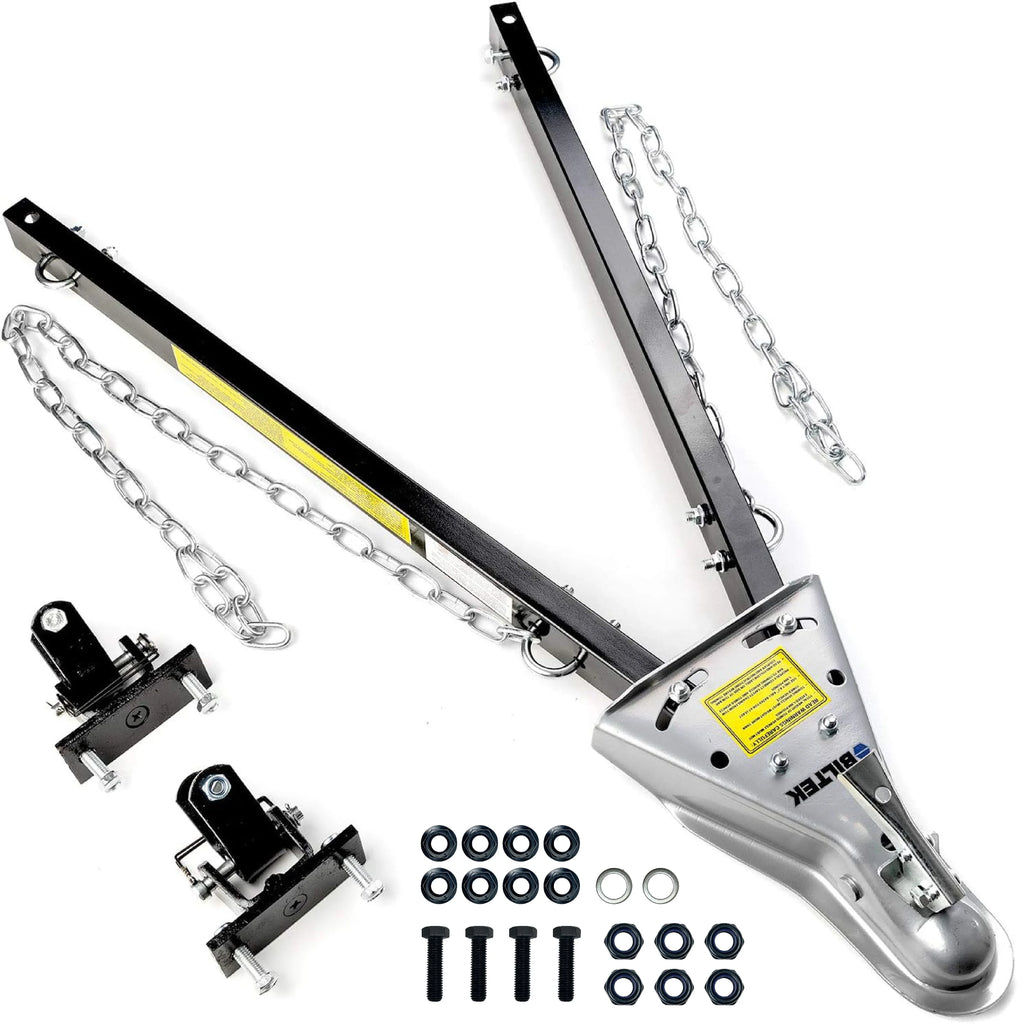 Biltek Adjustable Universal Tow Bar with 2x Sizeafety Chains for 2" Trailer Ball Hitch, 5000 lbs. Towing Capacity