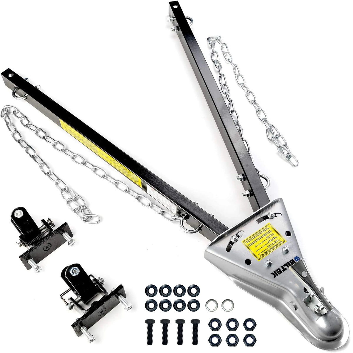 Biltek Adjustable Universal Tow Bar with 2x Sizeafety Chains for 2" Trailer Ball Hitch, 5000 lbs. Towing Capacity
