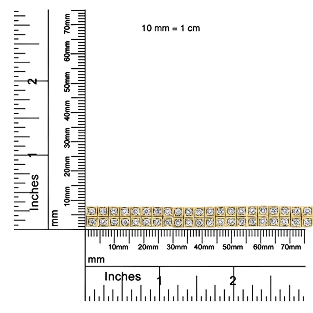10K Yellow Gold 8.00 Cttw Round-Cut Diamond Two Row Sizequare Link Tennis Bracelet (K-L Color, I1-I2 Clarity) - 7.25" Inches