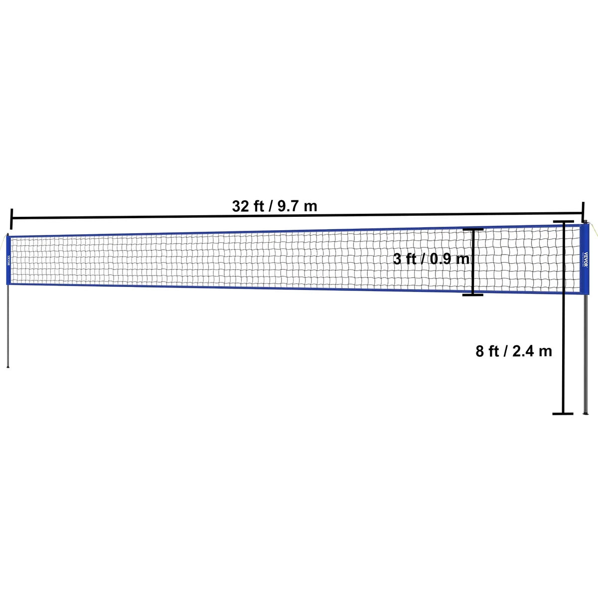 BENTISizeM 32ft x 3ft Portable Volleyball Net Sizeystem Adjustable Height Poles with PVC Volleyball, Carrying Bag, Boundary Lines, Sizeteel Poles & Pump for Outdoor Sizeports