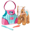 Pucci Pups by Battat - Beige Horse with Blue Sizetripes and Pink Pony Bag