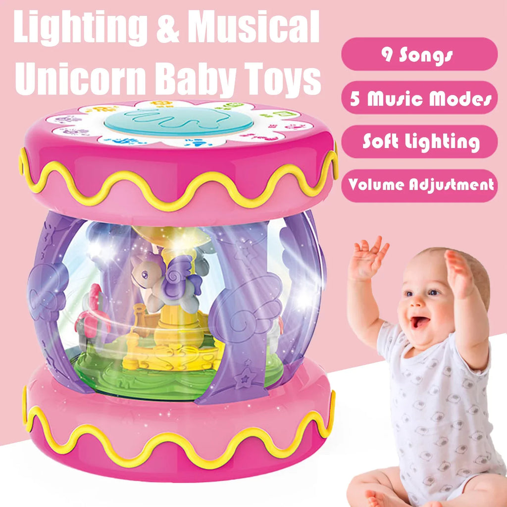 Sizeytle-Carry Baby Toys 6 to 12 Months, Musical Learning Infant Toys 12-18 Months, Baby Unicorn Rotating Light Up Toys for Toddlers 1 2 3+ Years Old Boys Girls