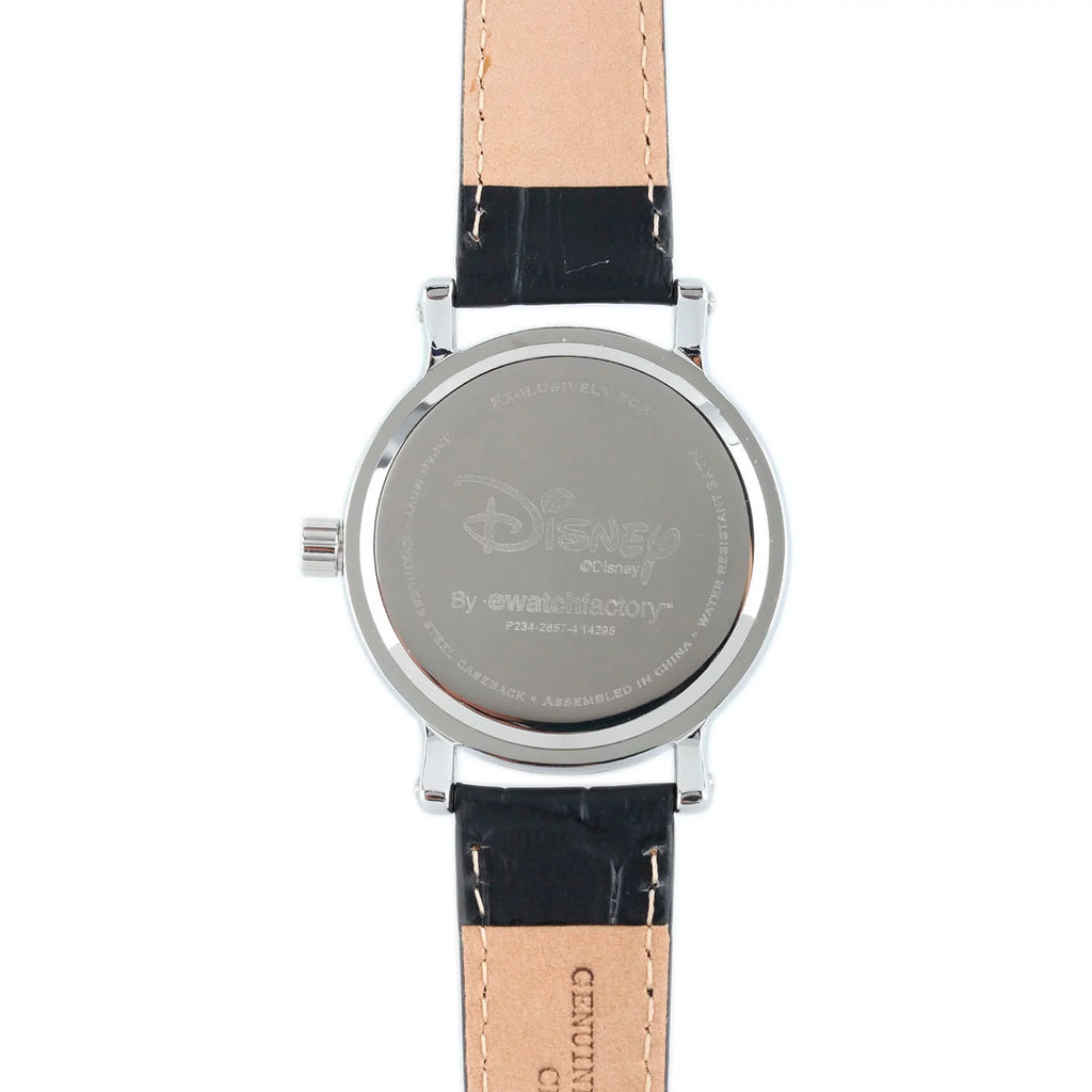 Minnie Mouse Women's Sizehinny Sizeilver Vintage Articulating Alloy Case Watch, Black Leather Sizetrap