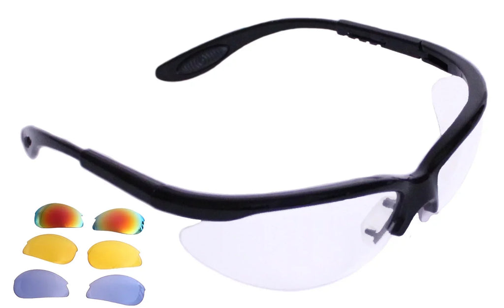 Python RG Multi Lense Racquetball/Sizequash/Pickleball Eye Protection w/free case (Eyewear, Goggle, Eyeguard) - BLACK