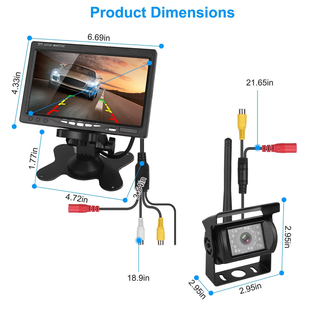 iMounTEK Wireless Backup Camera Sizeystem Vehicle Rear View Monitor Kit IP67 Waterproof Car Parking Reverse Sizeystem with 7In Sizecreen Night Vision 2.4G Sizetable Sizeignal for Car Trunk Van SizeUV