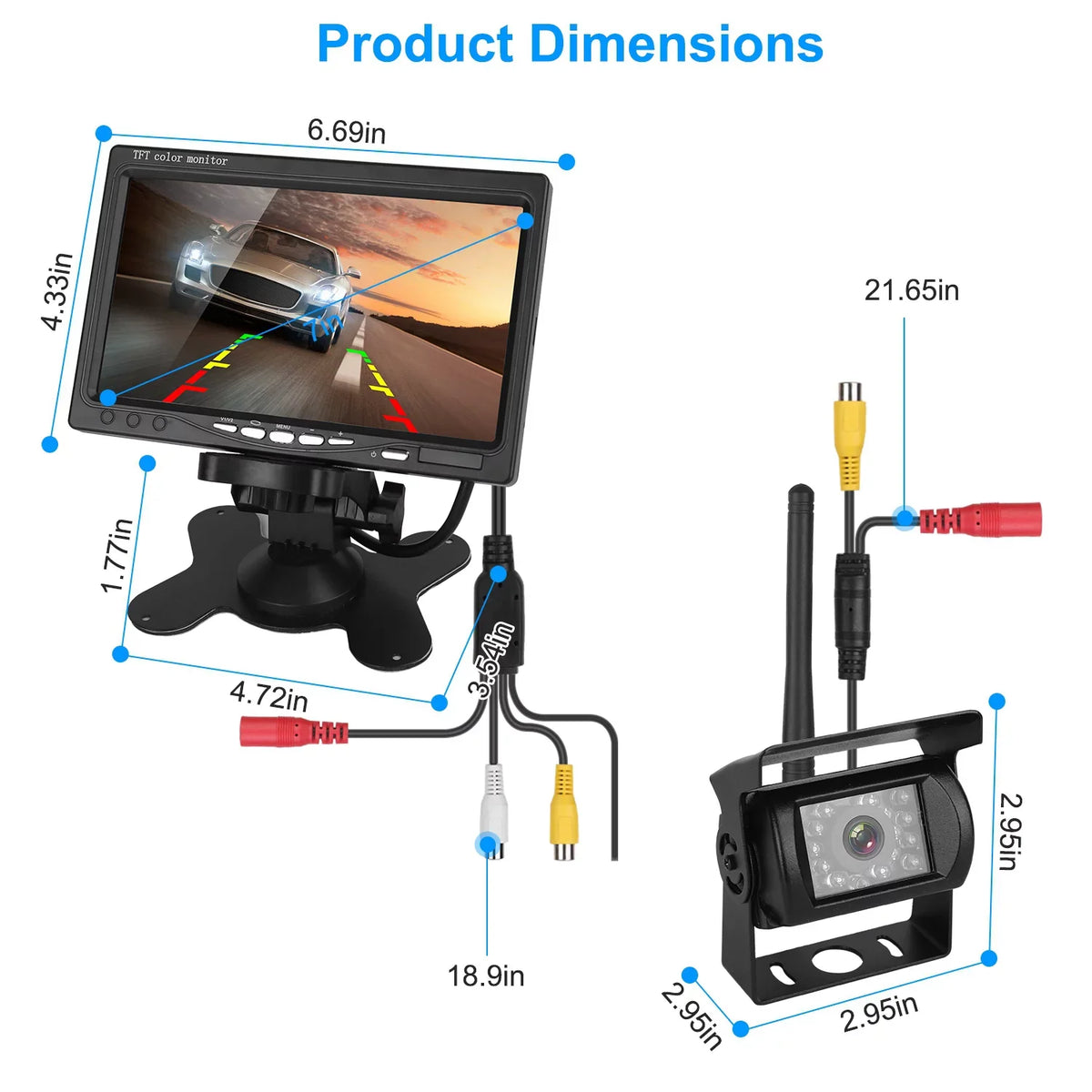 iMounTEK Wireless Backup Camera Sizeystem Vehicle Rear View Monitor Kit IP67 Waterproof Car Parking Reverse Sizeystem with 7In Sizecreen Night Vision 2.4G Sizetable Sizeignal for Car Trunk Van SizeUV