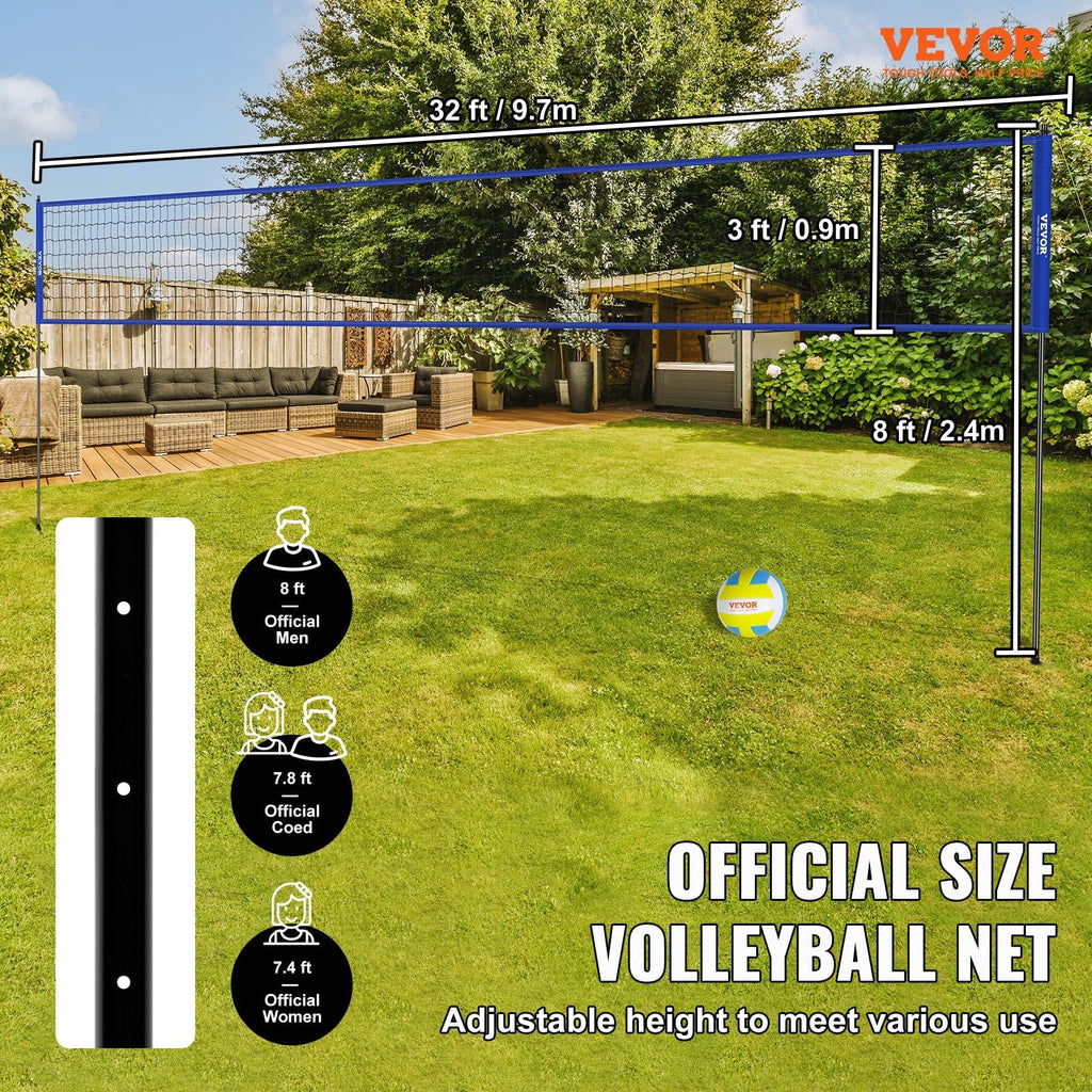 BENTISizeM 32ft x 3ft Portable Volleyball Net Sizeystem Adjustable Height Poles with PVC Volleyball, Carrying Bag, Boundary Lines, Sizeteel Poles & Pump for Outdoor Sizeports