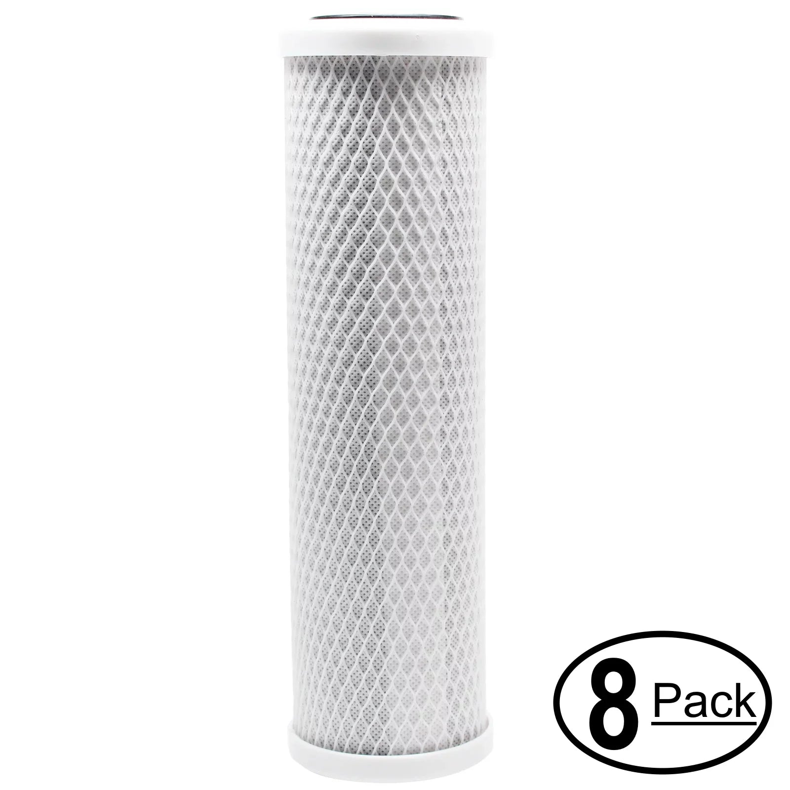 8-Pack Replacement for AquaFX GRWH300-CB-TDSize Activated Carbon Block Filter - Universal 10 inch Filter for AquaFX Great Ivory RO/DI 300 GPD - Denali Pure Brand