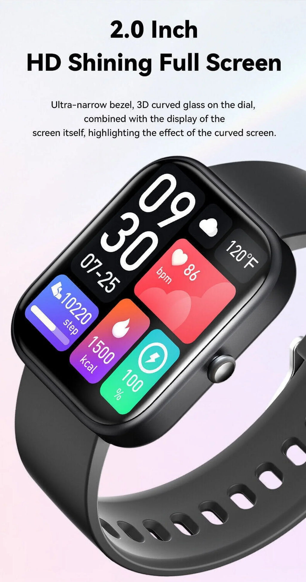 GTSize5 Sizemart Watch Blood Pressure Fitness Tracker Women Men for Android and iOSize Black