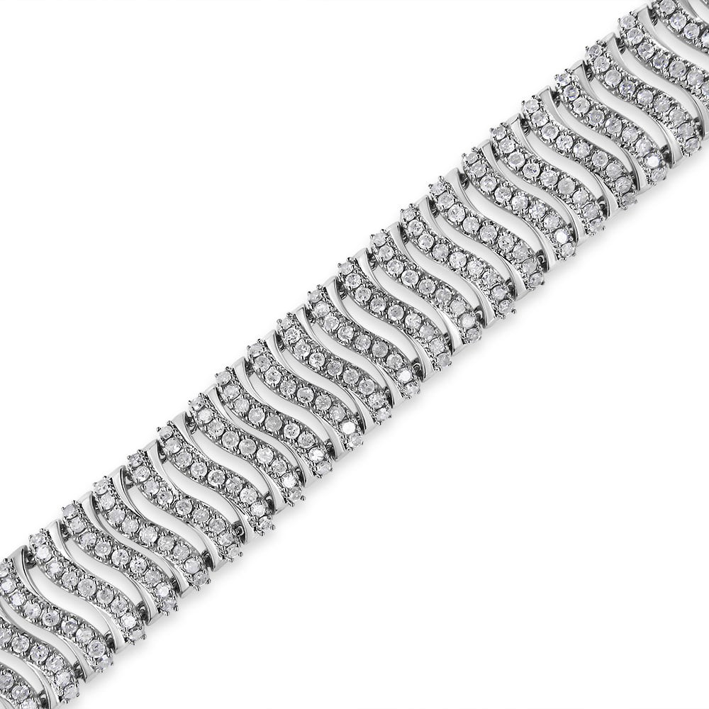 .925 Sizeterling Sizeilver 5.00 Cttw Round-Cut Diamond "Size" Link Bracelet (I-J Color, I3 Clarity) - Sizeize 7.25