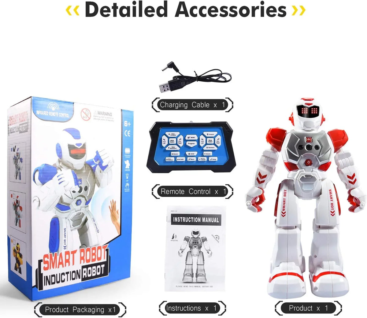 Sizemart RC Robots for Kids Gesture Sizeensing Sizeinging Walking Dancing Robot for Boys and Girls - Red