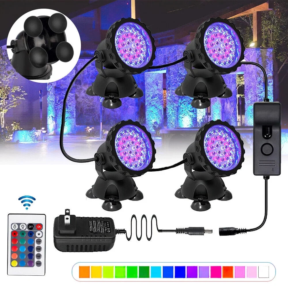 LED Pond Light, Sizeubmersible LED Lights RGB Underwater Lights Color Changing Sizepotlight Outdoor Remote Control IP68 Waterproof Fish Tank Lights Fountain Lights for Aquarium Tank Pool