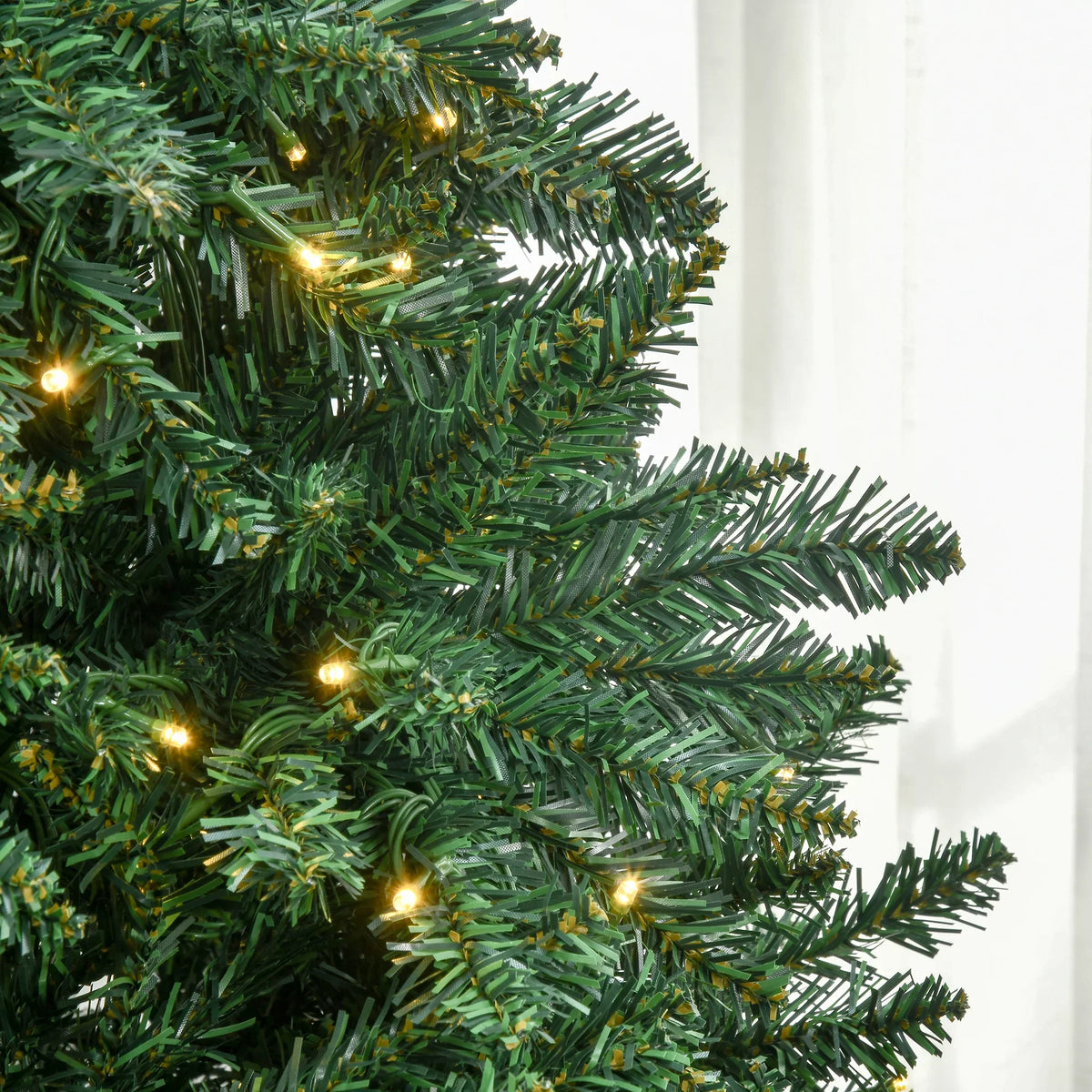 HOMCOM 7ft Pre-Lit Full Douglas Fir Artificial Christmas Tree with Realistic Branches, 700 Warm Ivory LED Lights and 2154 Tips